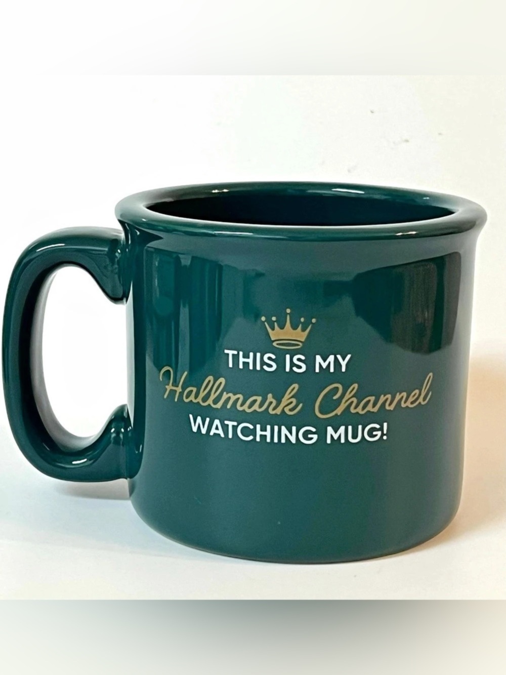 M Ware Green Heavy Ceramic 'This is My Hallmark Channel Watching Mug!' 14 oz